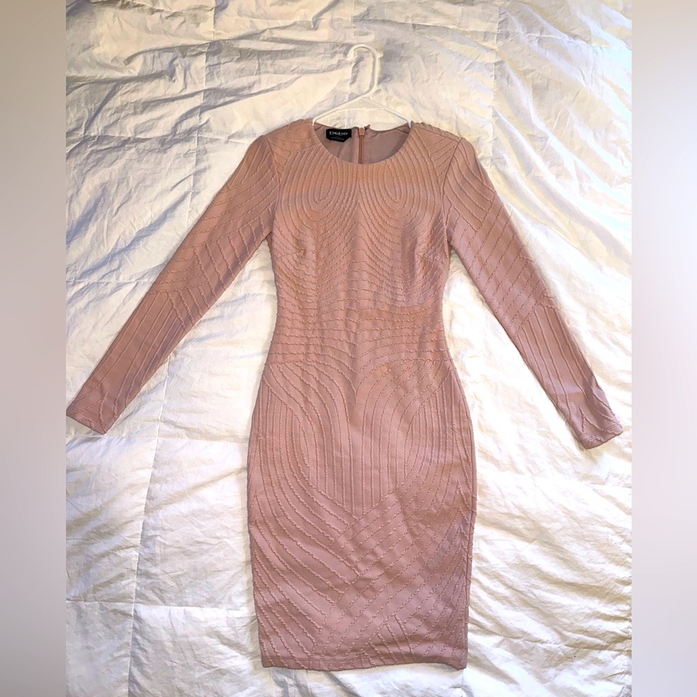 Blush pink Long sleeve midi dress